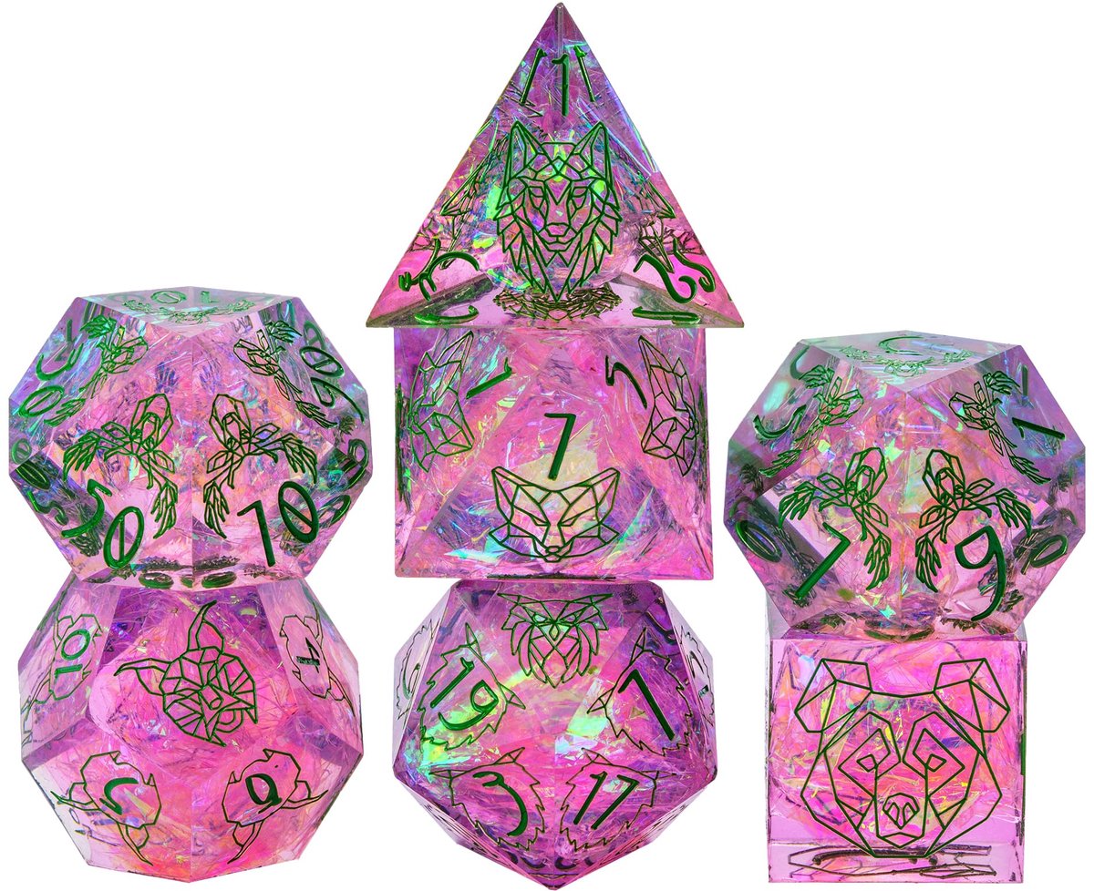 Joya Dice® Dungeons and Dragons Dobbelsteen set | Polydice DnD Dobbelstenen Set | D&D Dice set | Resin 7 stuks set | Incl Luxe Opbergdoos | Prismatic Spirit